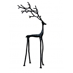 Dekoracja METALOWY JELEŃ CZARNY wysoki XL 60cm